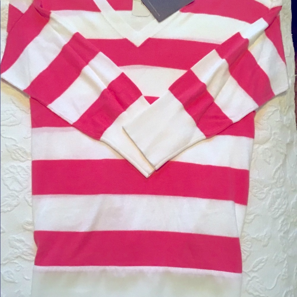 Pink.& white striped light weight sweater